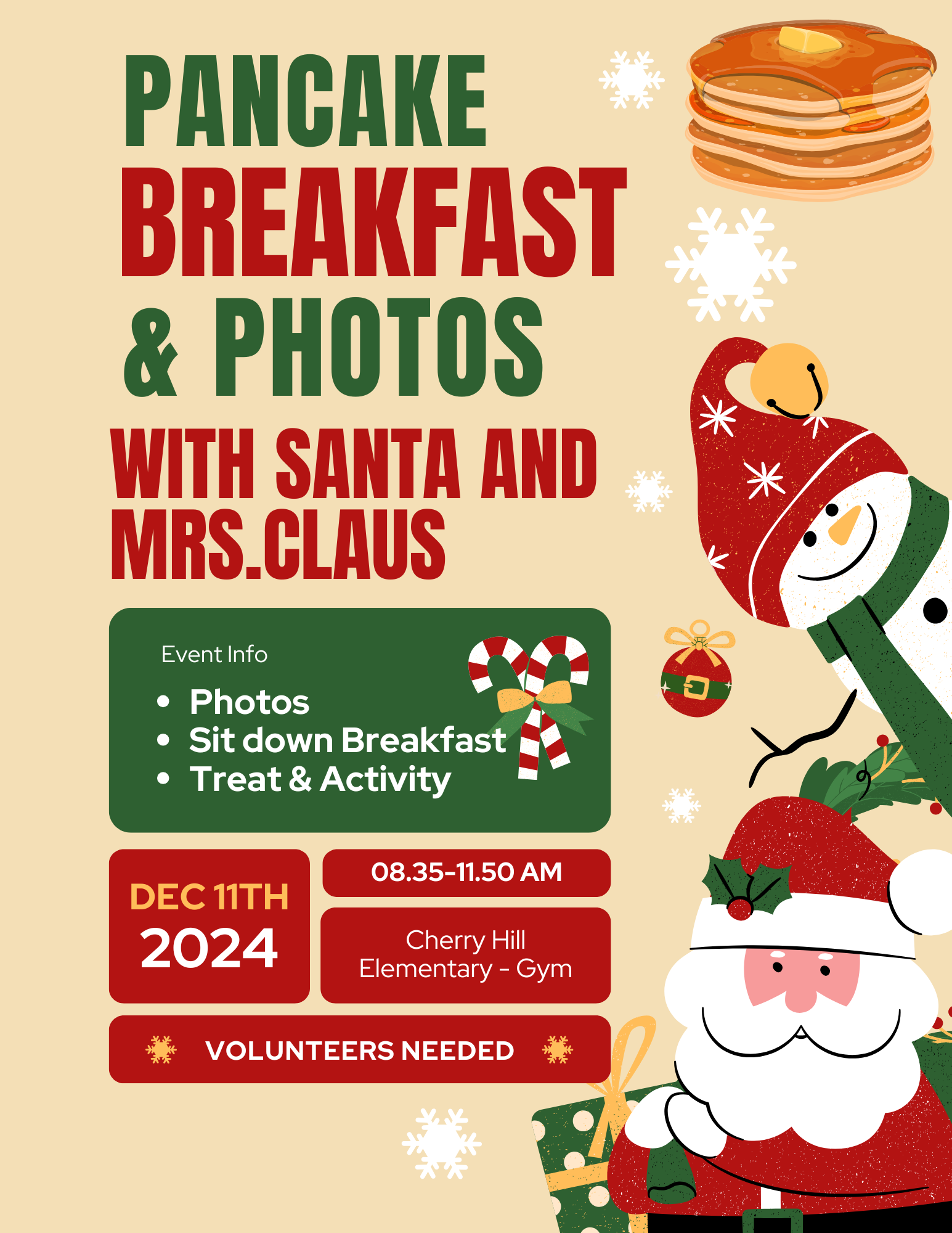 Pancake Breakfast & Photos with Santa and Mrs. Claus